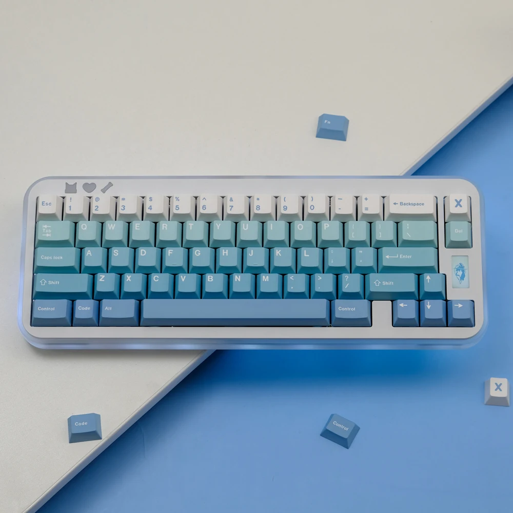 147Keys Falling Snow Gradient Keycaps Cherry Profile PBT Dye Sublimation Keycap For MX Mechanical Keyboard Alice 66 6.25U 7U ISO