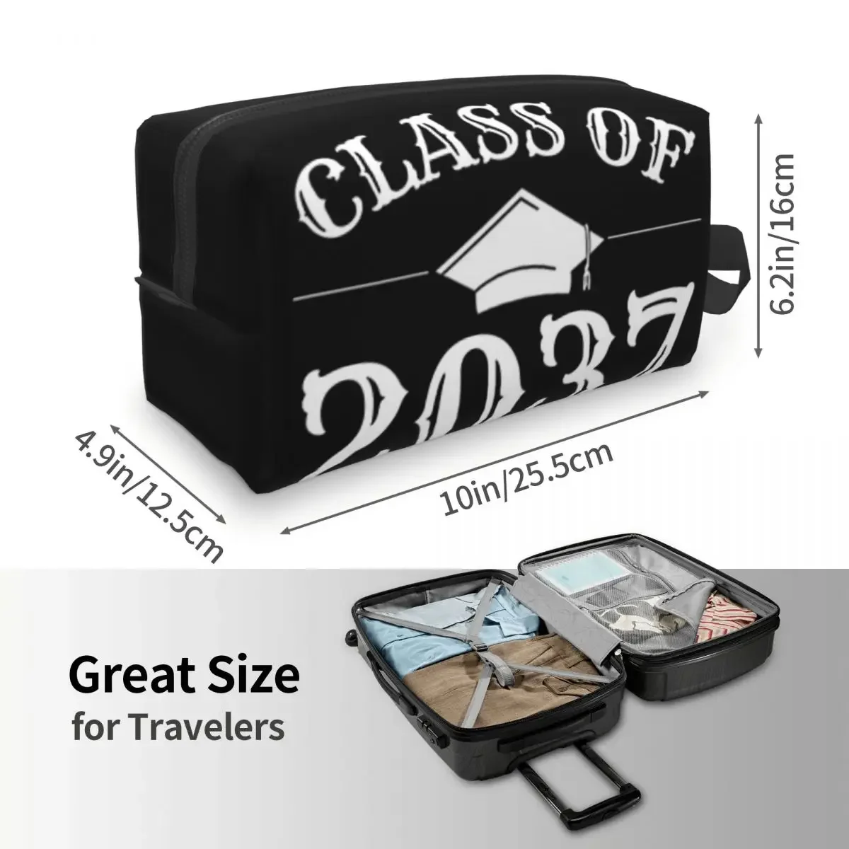 Class Of 2037 Kindergarten First  Grade Polyester Men Business Portable Storage Bag Women Travel Cosmetic Bag Hanging Wash Pouch