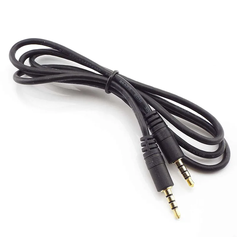 Cable de extensión de 4 polos macho a macho de 3,5 mm con micrófono Adaptador de audio estéreo Compatible con teléfonos inteligentes Tablet F1