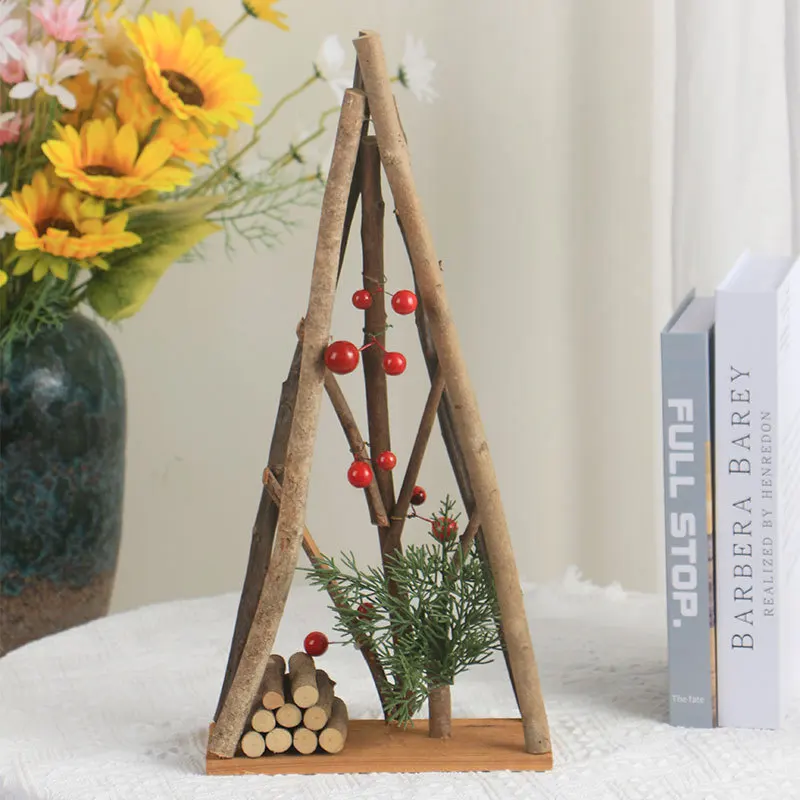 

Home Driftwood DIY Christmas Tree Modeling Ornaments Store Window Supplies Wooden Desk Accessories Christmas Holiday Decoration