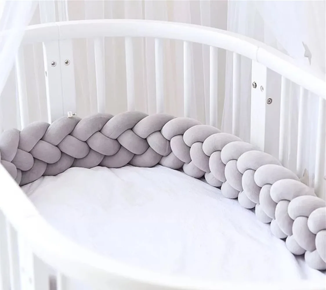 3M Baby Bed Bumper Bed Braid Knot Pillow Cushion Bumper for Infant Bebe Crib Protector Cot Bumper Room Decor