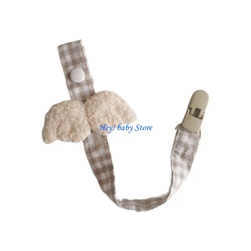 

Q1FE Trendy Angel Wing Baby Pacifier Chain Anti-drop Baby Teething Toy Dummy Nipple Holder Clip Newborn Soother Organiser