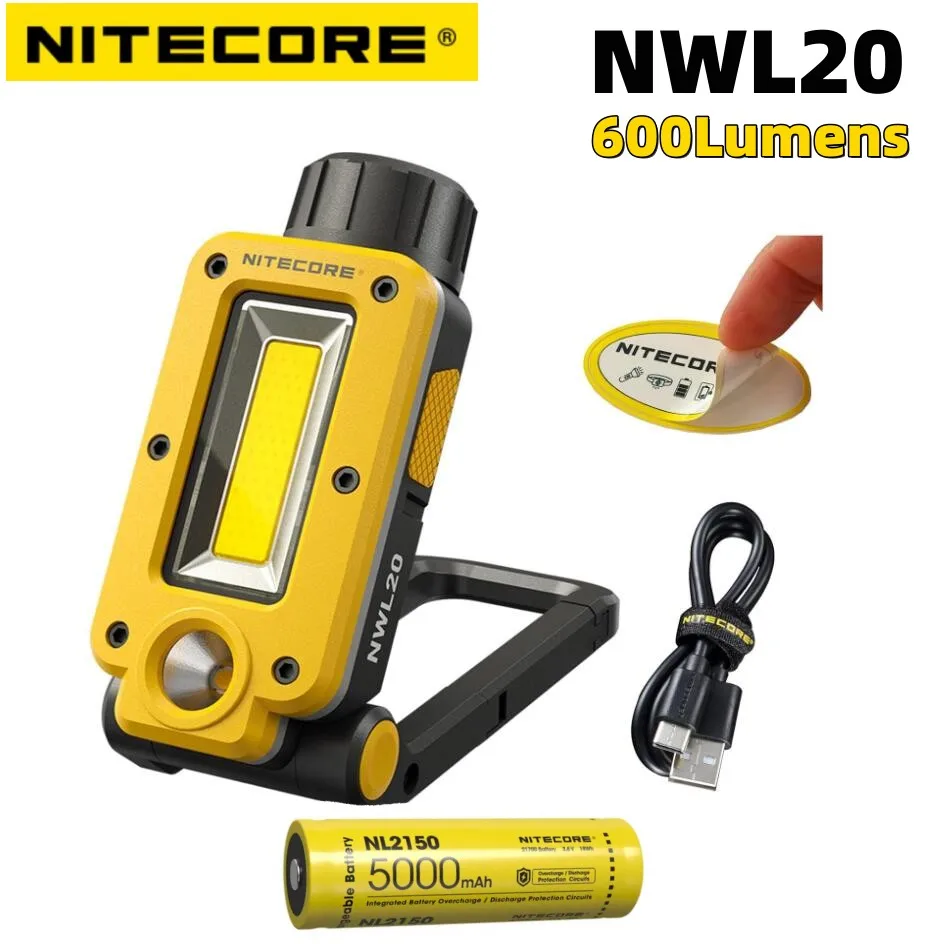 

NITECORE NWL20 Multifunctional Tool Dual Light Source Output 600 Lumens USB-C Rechargeable Work Lamp Floodlight Spotlight