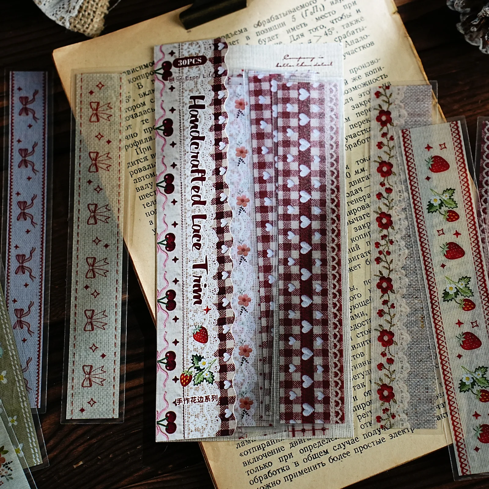 Mr.Paper 30Pcs/Pack Handcrafted Lace Trim Series Vintage Lace & Floral PET Sticker Pack for Journal Scrapbook DIY Decor view 5