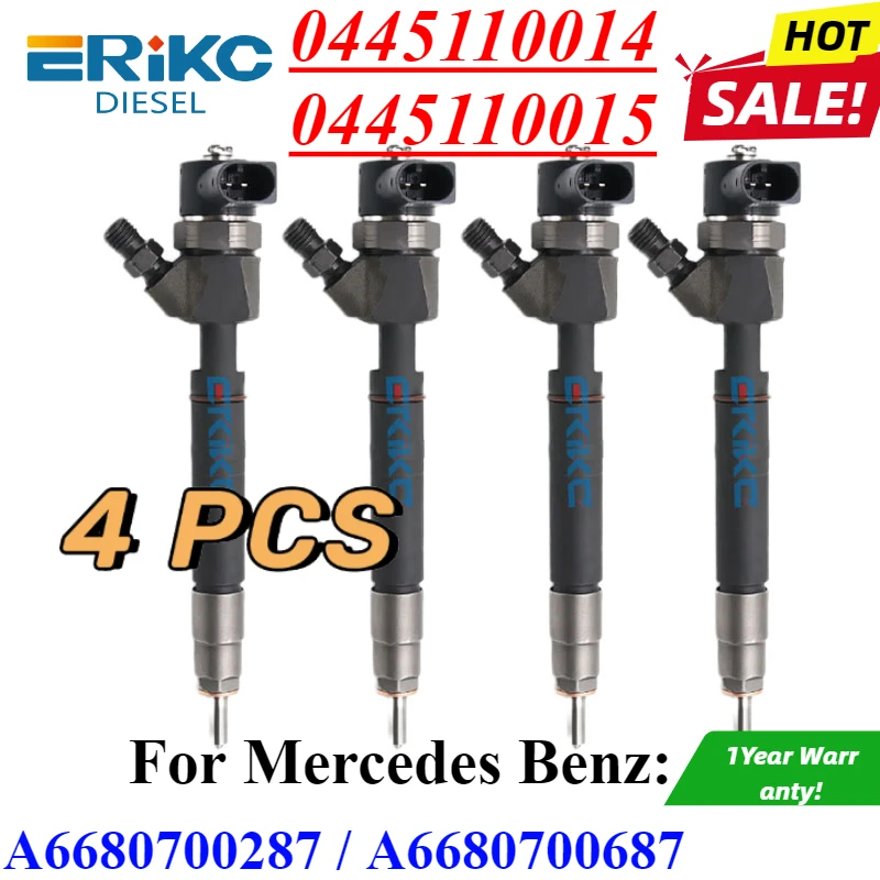 4PC 0445110015 0445110014 Fuel Injector A6680700687 Auto Pump Nozzle for Bosch Mercedes-Benz 6680700287