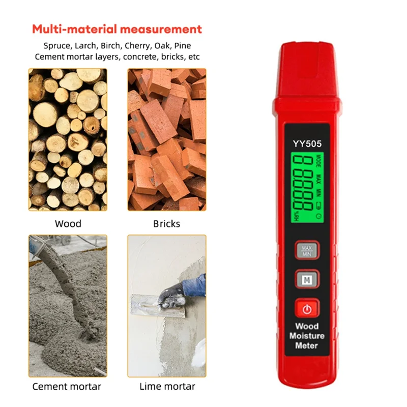 DIGIT- GN602 Medidor de humedad de madera 0- 58% Medidor de humedad de madera Valor máximo/mini Material de construcción