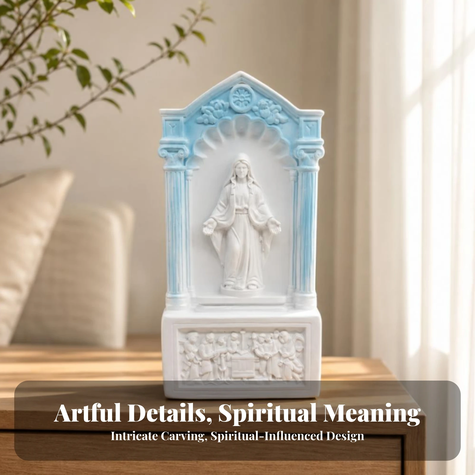 Picture 4: Resin Figurine Arched Frame Display Figurine Home Decor Decorative for Prayer Room