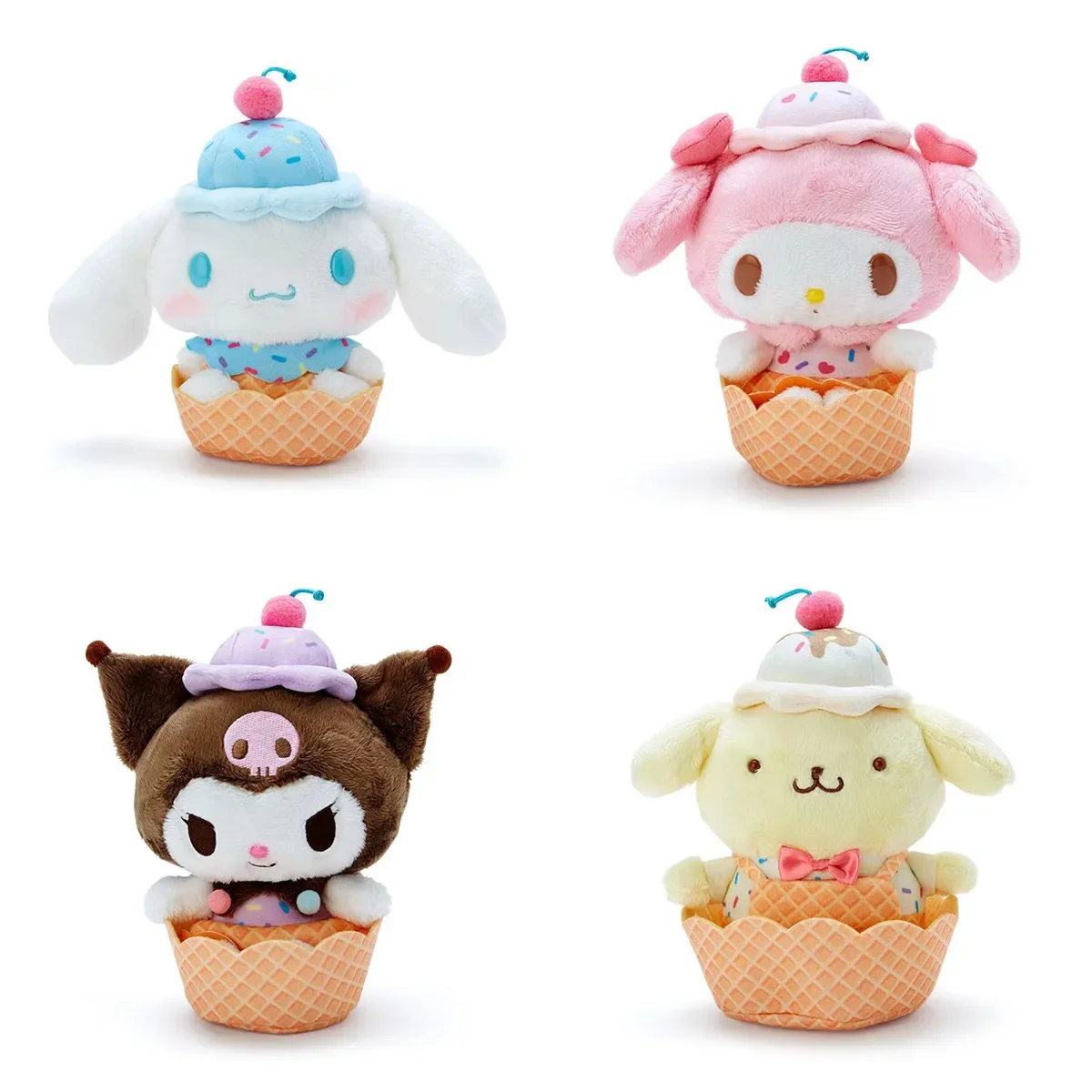 

Sanlio Ice Cream Cone HelloKitty Plush Kuromi Plush Cinnamoroll Pillows12cm Dolls Xmas Dolls Girls' Gifts Pillow Children's Gift