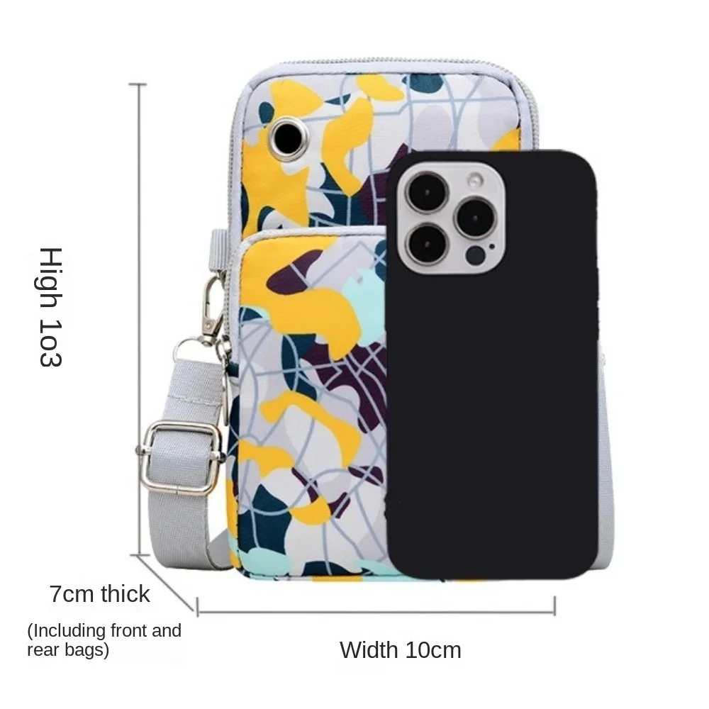 New Multi Compartment Printed Running Phone Bag Adjustable Large Capacity Shoulder Bag Portable Lightweight Crossbody Bag 2024