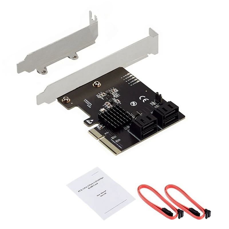 

4-Port Adapter Card Disk Riser Card Pcie X4 Supports Raid 0/1/10 Sata3 Disk Ssd Card Adapter