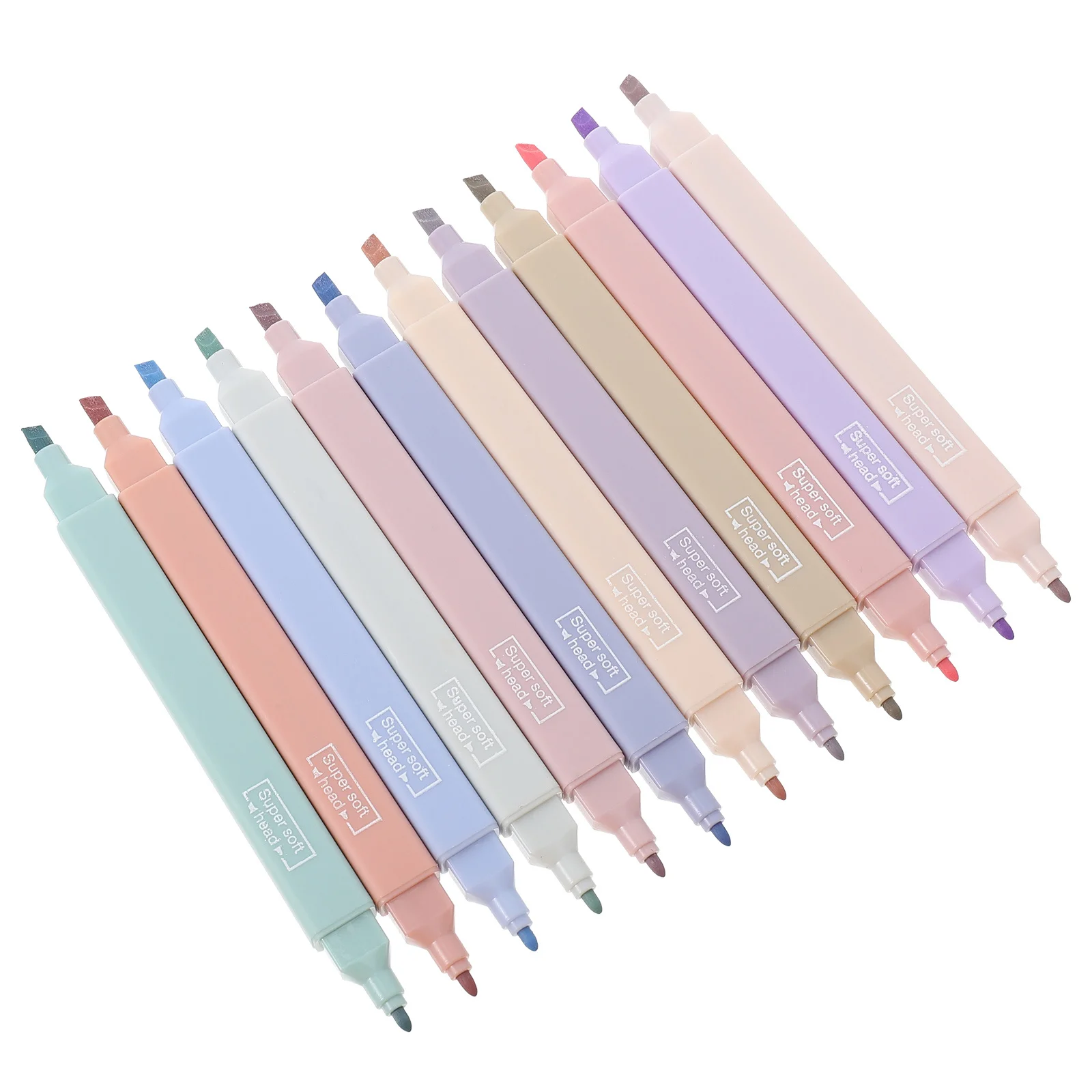 12 قطعة من أقلام التحديد الملونة برأسين مانعة للتسرب وتدفق سلس حجم صغير سهل الحمل مثالي لوضع علامات التقرير
