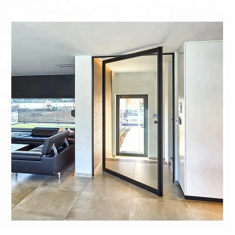 Large Size Narrow Aluminum Frame Tempered Glass Door Fashionable Noise Reduction Revolving Doors Heavy Duty Manual Pivot Doors