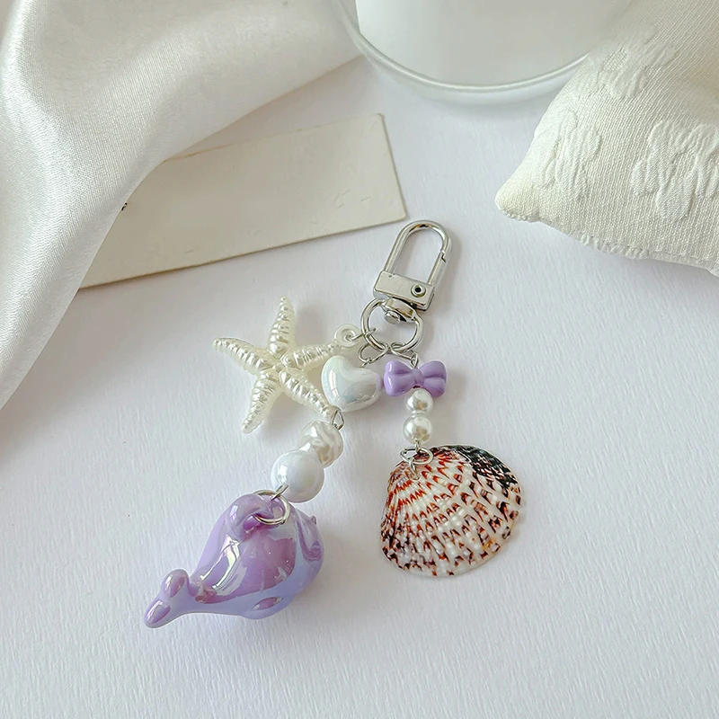 Ocean Pearls Shells Mobile Phone Pendants Bead Beads Gulen Polaroid Bags Pendants Coin Purse Keychains