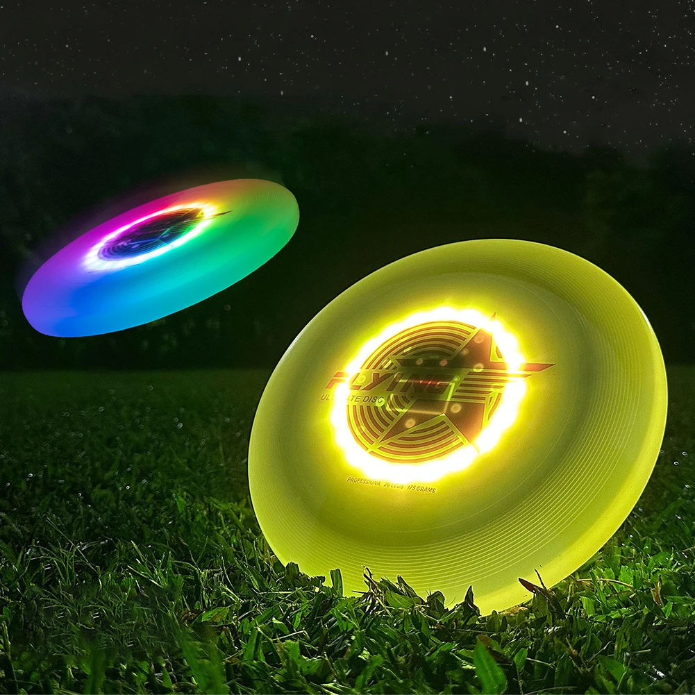 Nightlight Fluorescence Flying Discs RGB Ultimate Flying Saucer 20LED Waterproof Professional Flying Disc for Outdoor Sports