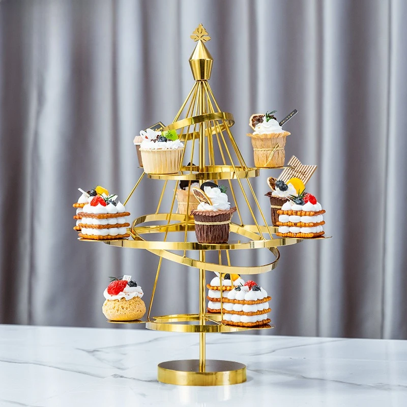 Dessert table ornament stainless steel cake snack rack Western restaurant afternoon tea cold meal tea break