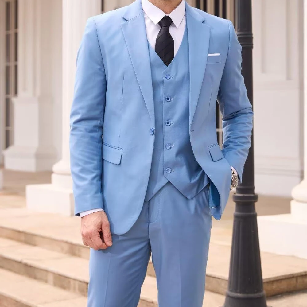 بدلة رجالي مكونة من 3 قطع بدلة ضيقة للرجال بدلة عمل رسمية لحفلات الزفاف والعريس وحفلات التخرج