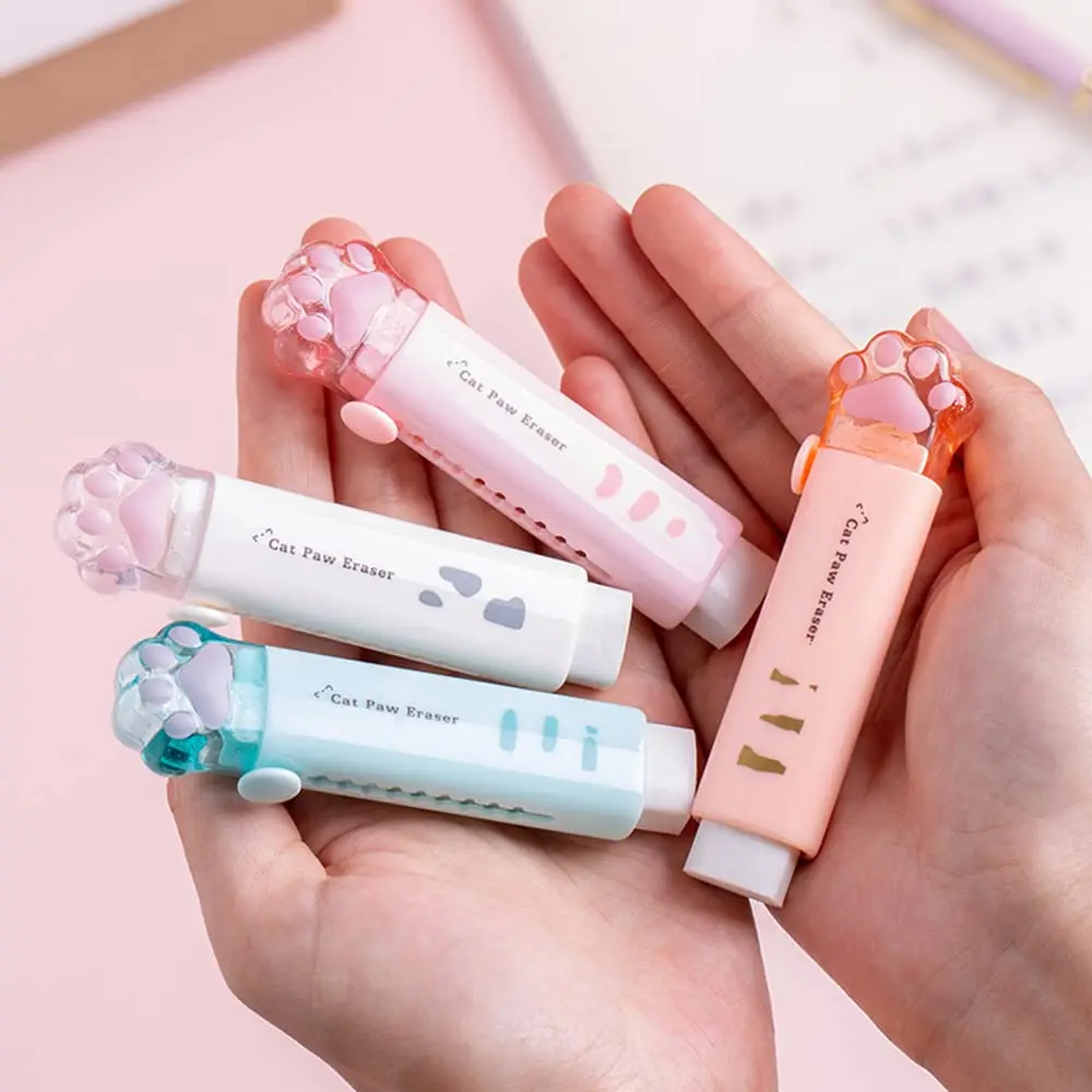 

4pcs cat claw eraser cute pencil eraser push-pull rubber eraser sliding retractable eraser suitable for students writing