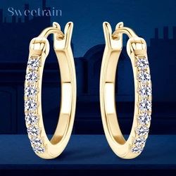 Hoops 1.8mm Moissanite Earrings For Women Real 925 Sterling Sliver Plated Yellow Gold Hoop Earring Fine Jewelry Christmas Gifts