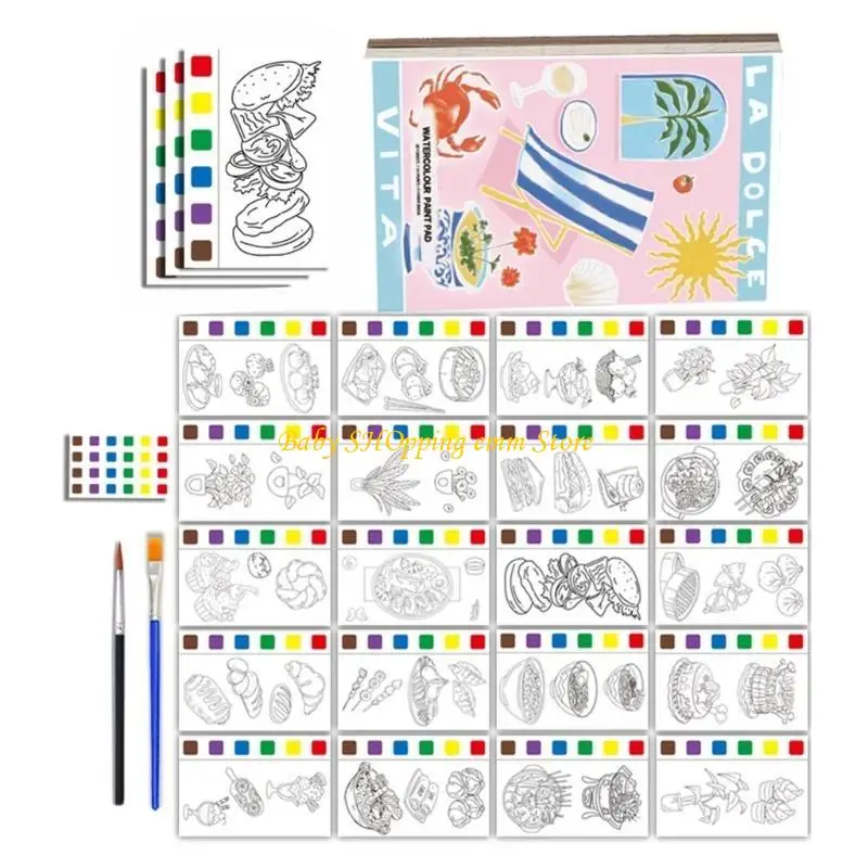 หนังสือภาพวาดสีน้ำ 23GD ชุดสมุดระบายสีสีน้ำสีน้ำ