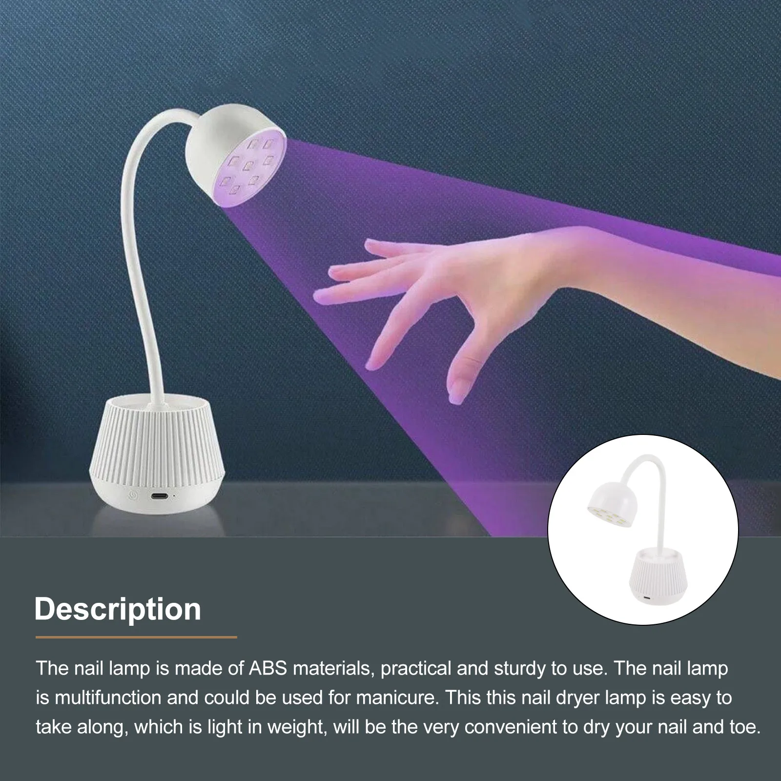 

Nail Lamp Uv Gel Light High Power Adjustable Brightness Flexible Gooseneck 360 Degree Bendable Nail Table Light for Gel Nails