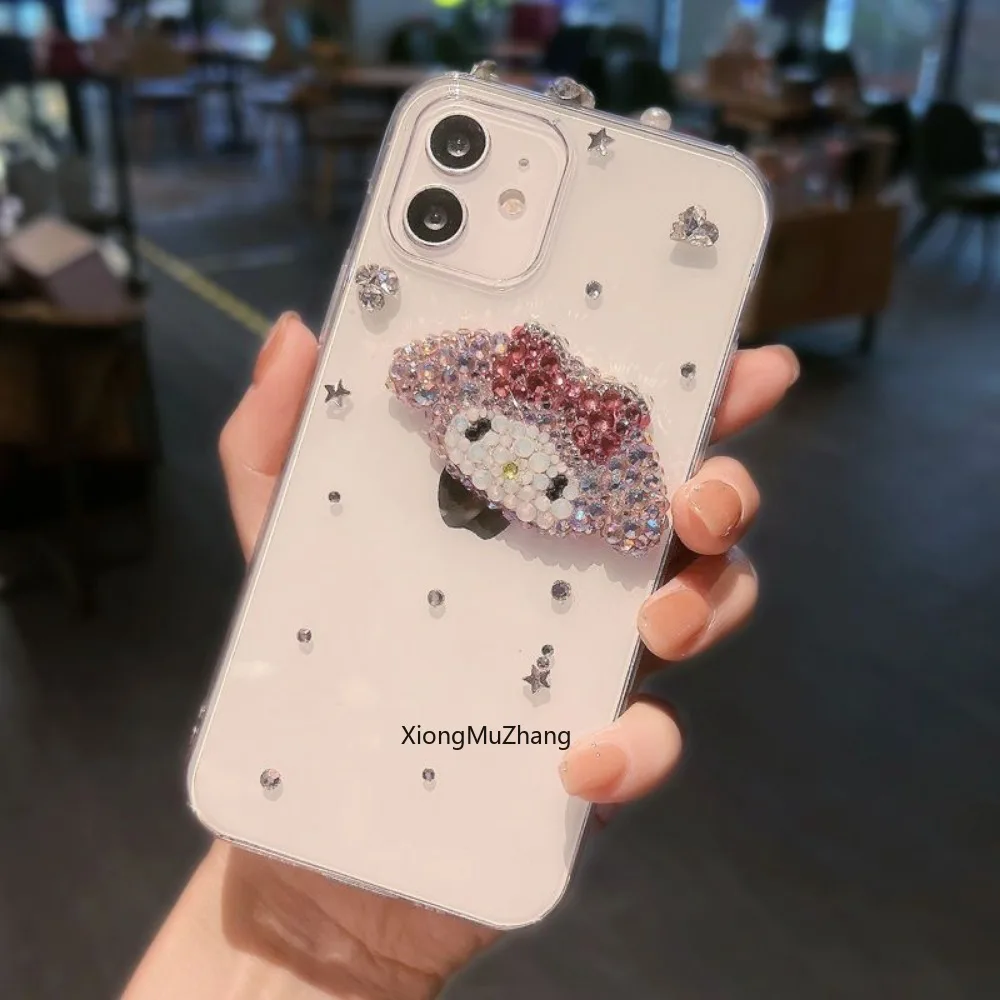 Anime Cartoon My Melody Diamant-Hülle für iPhone 16 Pro Max 15 Plus 13 14 Plus 17 Pro Max Strass Anti-Fall Kristallhülle für Mädchen – Detail 1