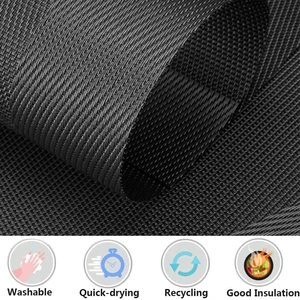 Tischematen mit Esstischbechern, schwarzen Tisch-Teppichen, Vinylstoff, nicht rutschfest, waschbar, Küche, Restaurant, 6-Set von 6 12 Hauptverkaufsgewebe für Sousplat - №7