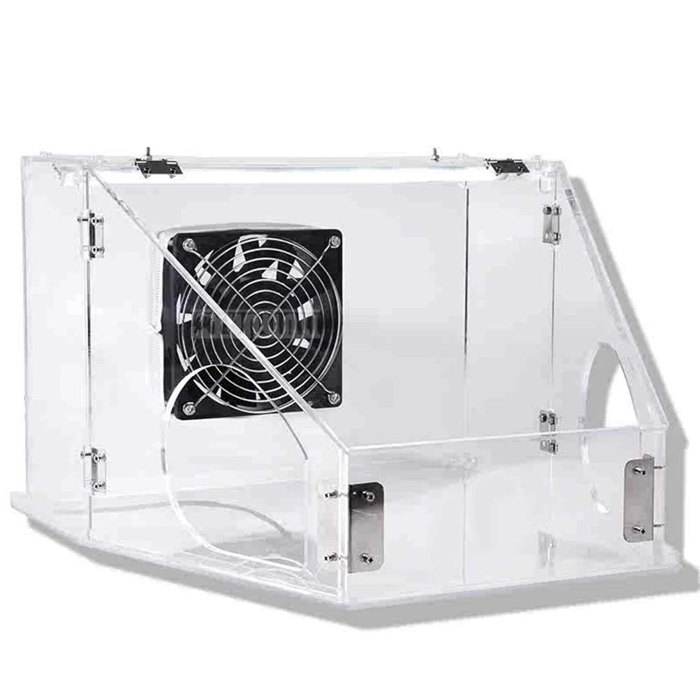Sealed Acrylic Dust Sanding Box with Dust Collection: Features Built-in Ventilation Fan, Dust Bag ,LED Lighting DIY Work