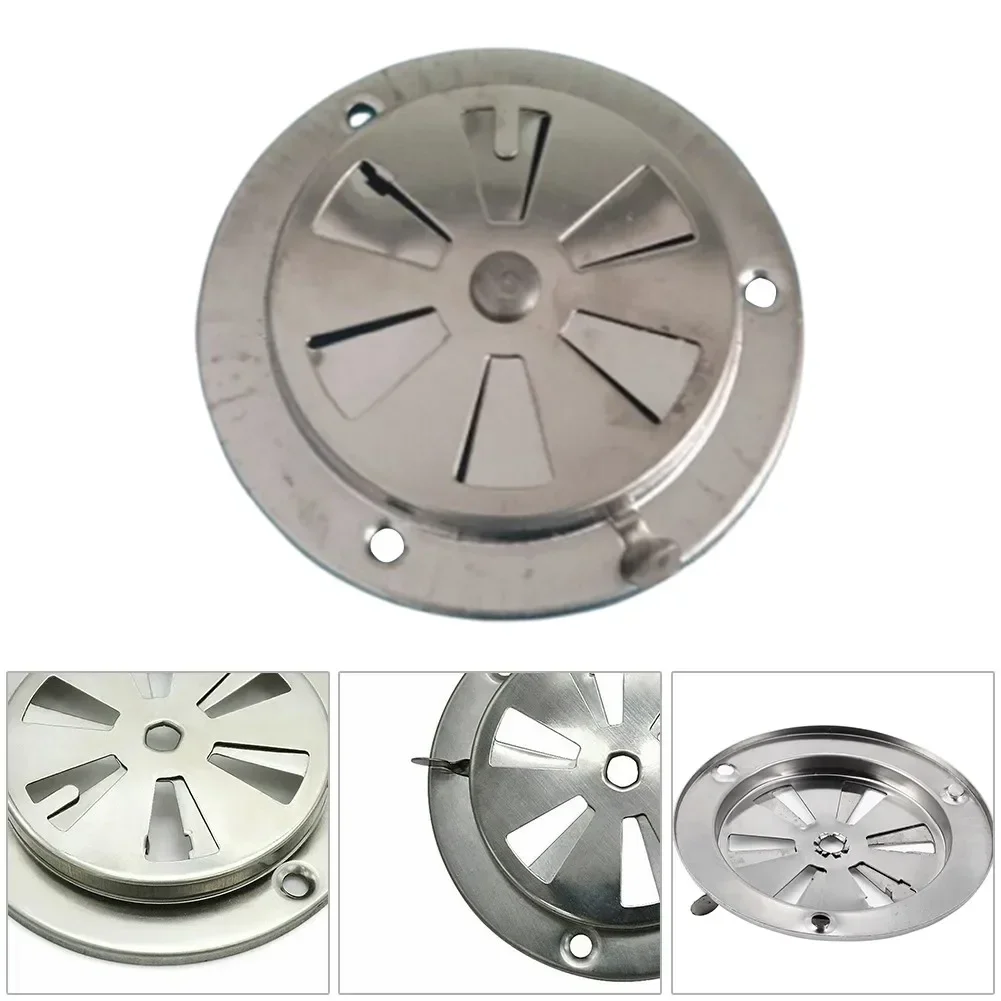 BBQ Grill Exhaust Vent Stove Air Vent Damper Stainless Steel Adjustable Size Vent Hole 9.5x9.5x3cm Silver Replacement Parts
