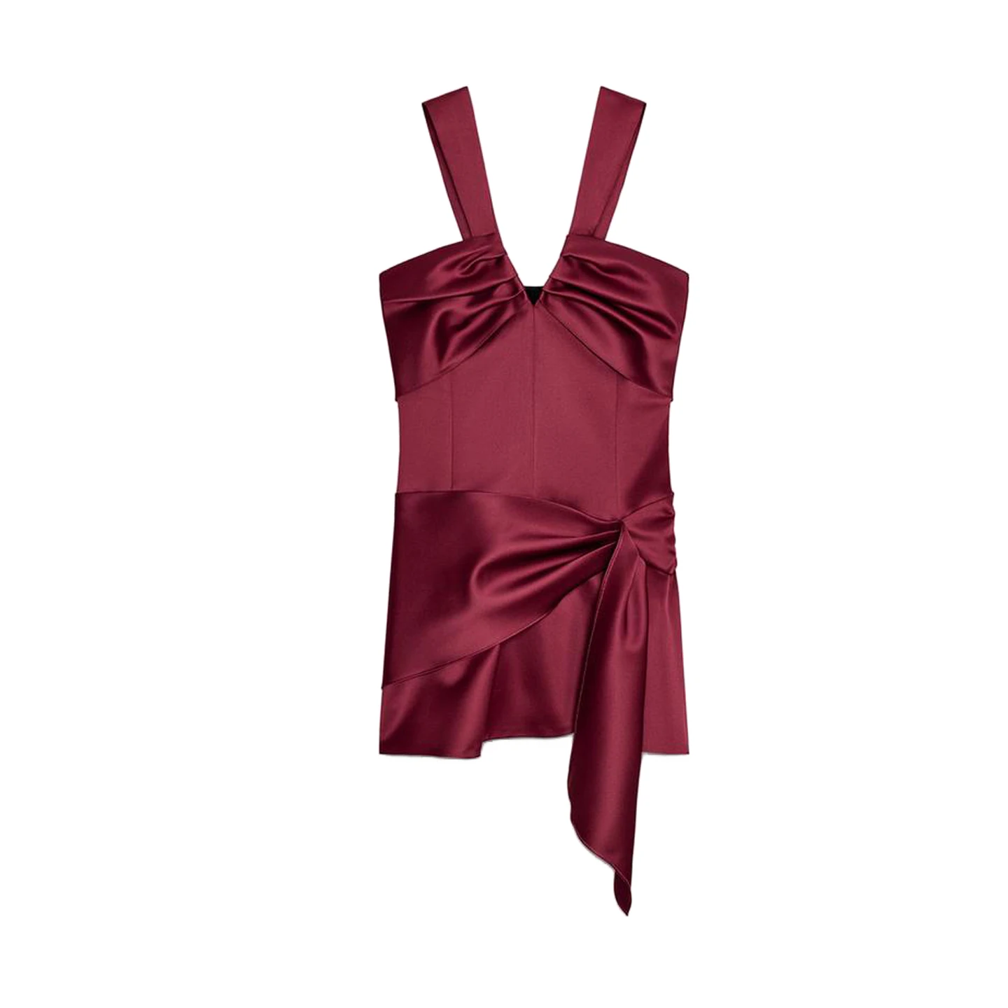 Fall New Women's V-ne Wide oulder Strap Pleated Waist Detail  Dr Retro Sle A-line Skirt Svel Slim Fit Dr