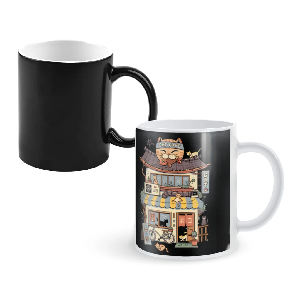 

Cat CafeCoffee Mugs And Mug Creative Color Change Tea Cup Ceramic Milk Cups Novelty Gifts