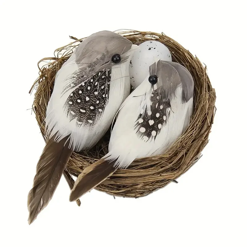 Simulated Bird Nest Bird Egg Set Garden Yard Props DIY Ornaments Party Decor Handmade Birdhouse Birdcage Easter Craft Kid Gifts