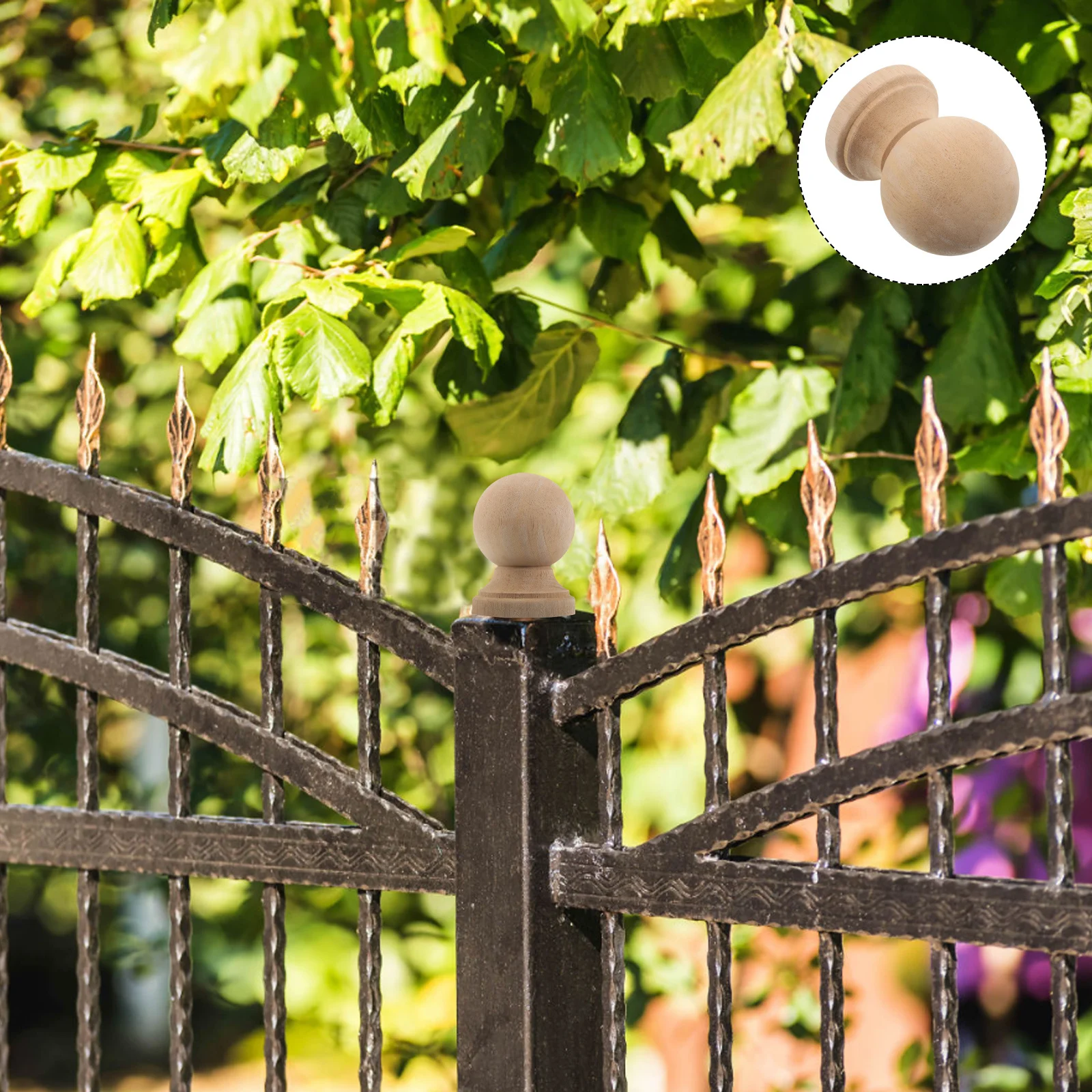 

Unfinished Wood Finials Natural Grain Rustic Decorative Bed Post Curtain Rod Staircase Lamp Shade Topper for Home Garden Fence