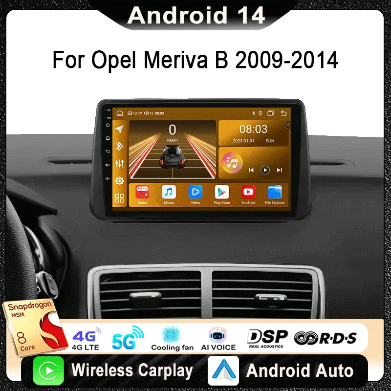 

For Opel Meriva B 2009 - 2014 Car Radio Multimedia Video Player Navigation Stereo GPS Android 14 wireless Carplay Android Auto