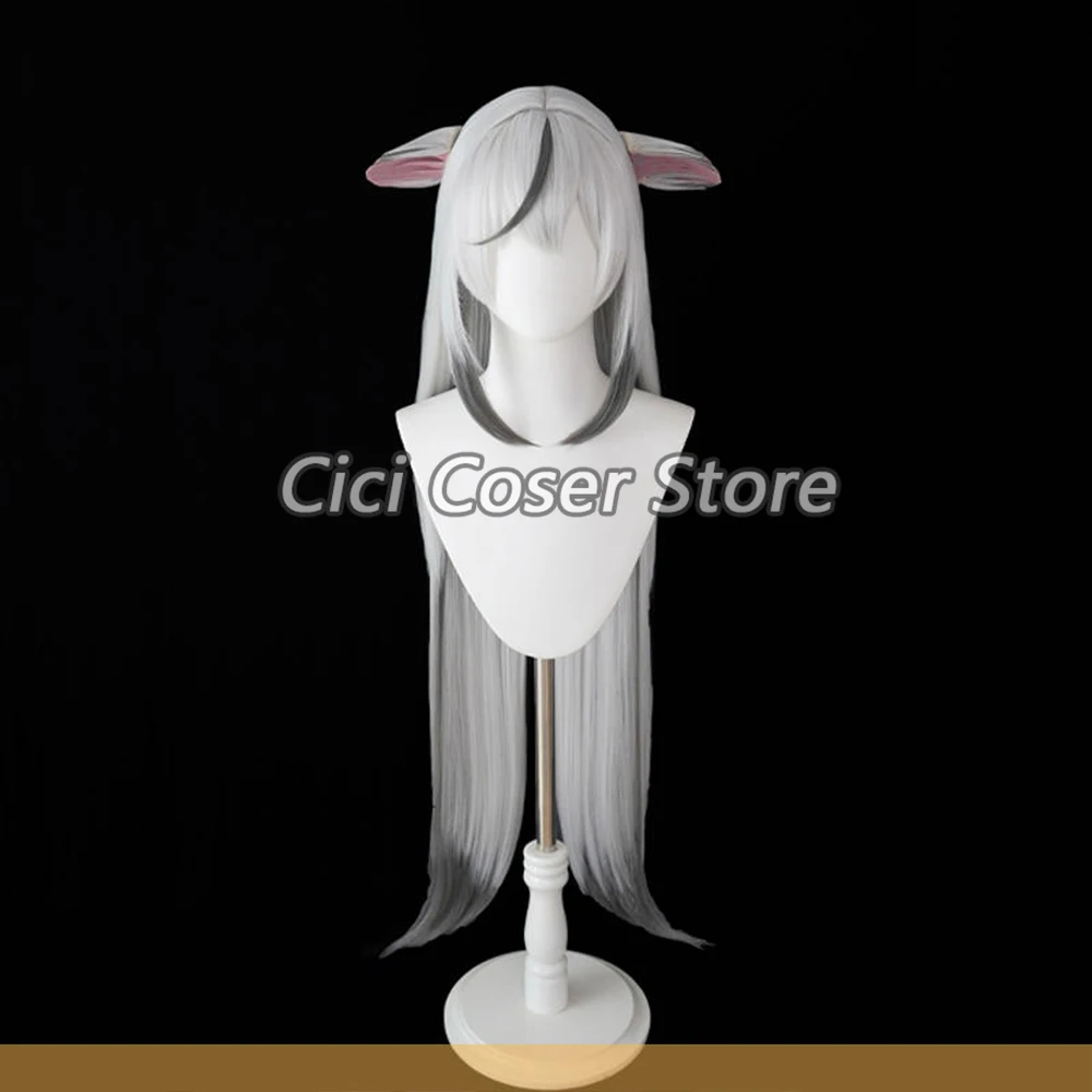 Anime Game Blue Archive Sunohara Kokona Cosplay Wig Ears Halo Headwear Halloween Party Carnival Roleplay White Long Hair