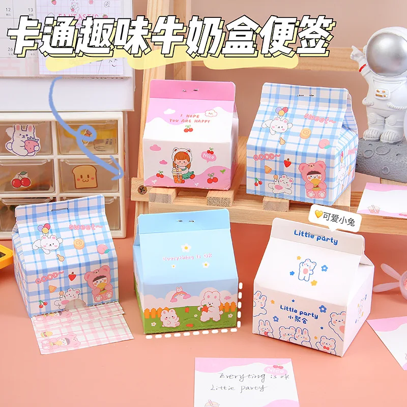 Small fresh milk box sticky note Korean version ins cute creative cartoon student girl sticky note paper