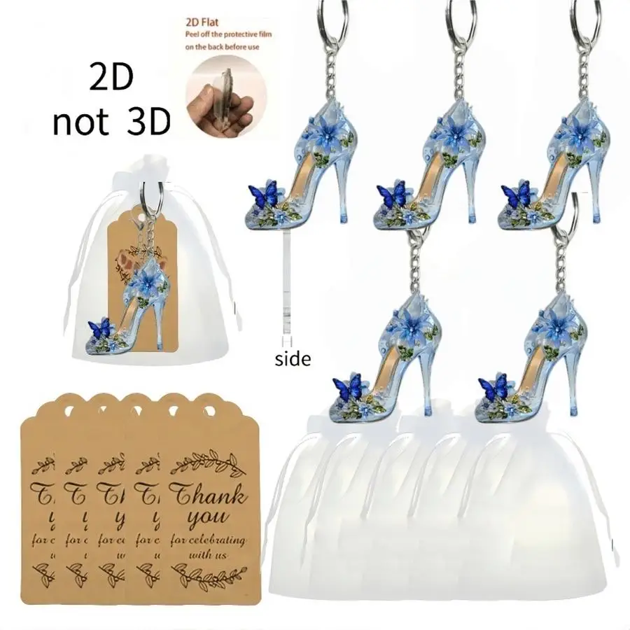 1/5/10/20/50/100pcs 2D Design, 15 Cute and Fun Pop Art High-Heel Shoe Charms 2D Designs - 5 Acrylic Keychains with 2D Designs +