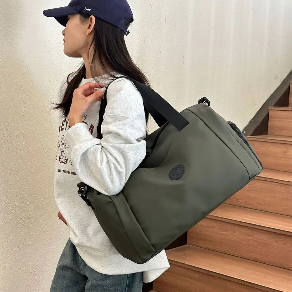 

Oxford Travel Luggage Bag Sturdy Short Distance Nylon Duffle Bag Solid Color Foldable Large Capacity Handbag Business