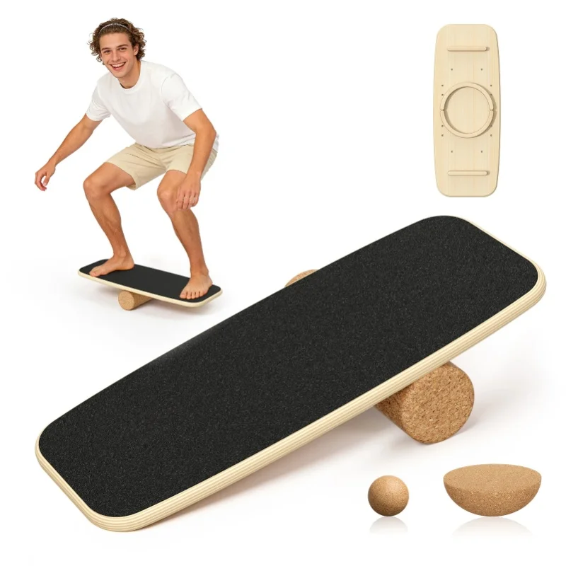 Balance Board mit Rollen-Balance-Trainer und 3-stufigem Balance-System für Core-Training, Gleichgewicht, Koordination und Stabilität, bis zu 150 kg