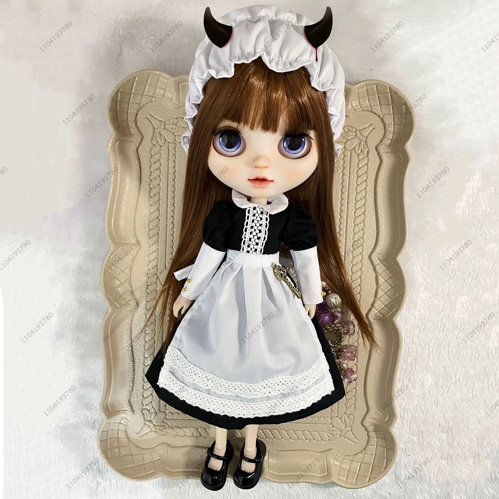 

For Blythe Doll 30CM Body 1/6 Ob24 Azone Doll Clothes Elegant Retro Peter Pan Collar Maid Dress Nun Dress Outfit Suit Girl Gift