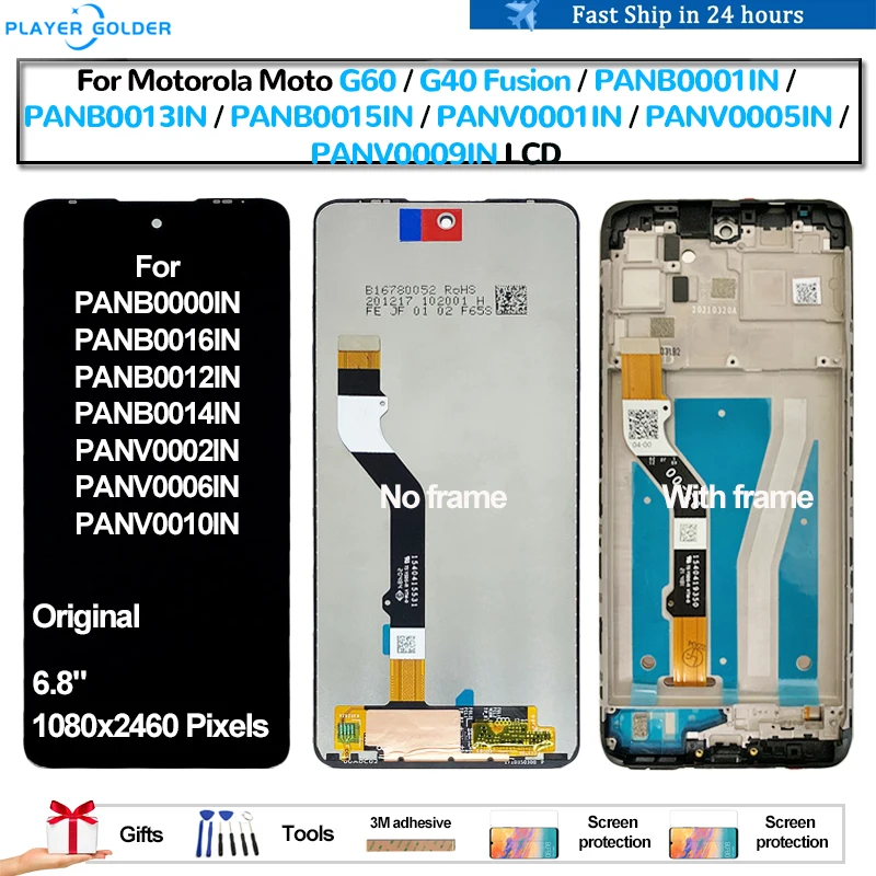 

Original For Motorola Moto G60 G40 Fusion PANB0001IN PANV0001IN Pantalla lcd Display Touch Panel Screen Digitizer Assembly Parts