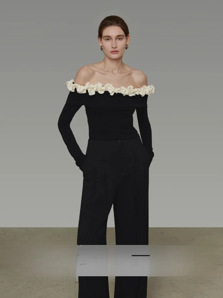 

Новый женский вязаный свитер с одним открытым плечом, длинным рукавом, облегающий, с дизайном в стиле мокасин, для повседневной носки, коллекция 2026