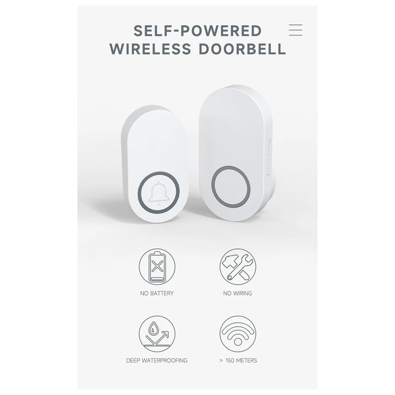 Новый беспроводной уличный дверной звонок, умный домашний дверной звонок, 60 мелодий, громкая громкость, домашний приветственный, водонепроницаемый, без проводки, EU-PLUG