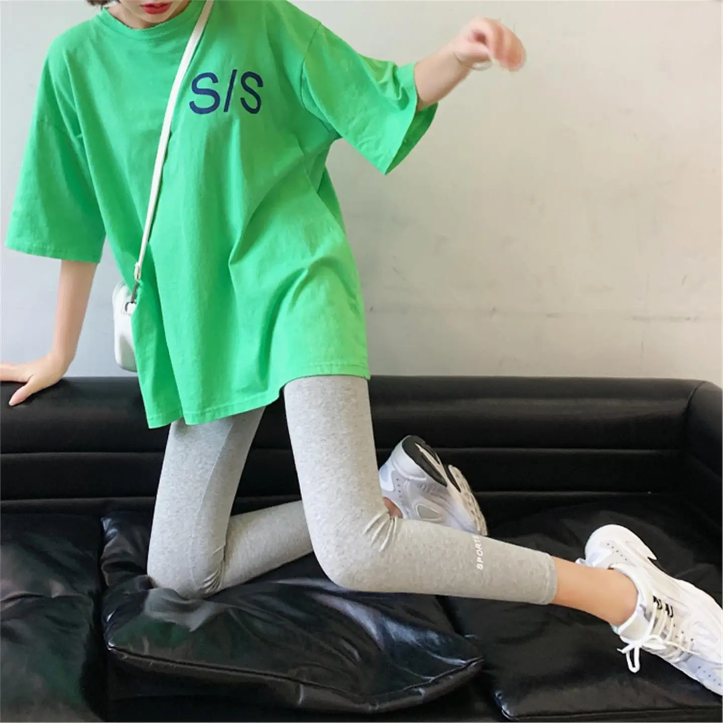 ey Pantaloni da yoga a vita alta da donna in cotone sottile elasticizzato vestibilità attillata in puro cotone Bot a nove punti strato base estivo Tro...