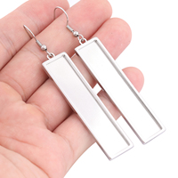 6pcs Stainless Steel Fit 10x50mm Rectangle Cabochon Earring Base Setting Blanks Dangle Diy Earring Making Materials