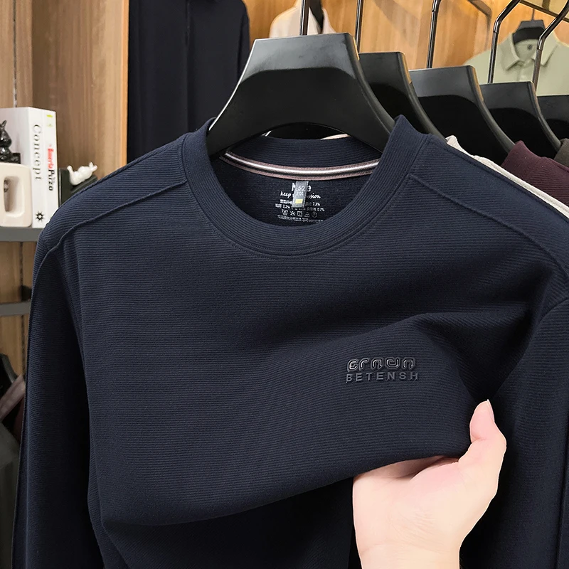 Fashion luxury long sleeve round neck T-shirt men's new spring autumn casual comfort high-quality exquisite letter embossed top