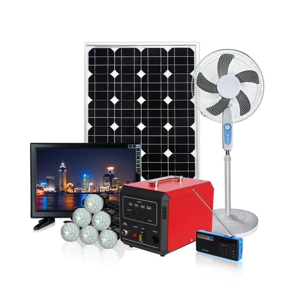 

Indoor 200W Pay Go Solar Powered Equipment with Solar Panels 24V 10A PWM Controller Portable Solar Power Station by Handle