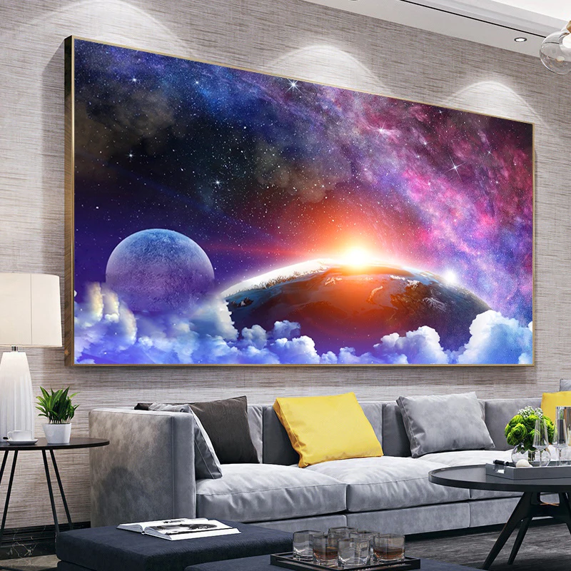 DIY Diamond Painting Kits, Universe Galaxy Planet Landscape, Diamond Embroidery, Living Room, Bedroom Wall, Home Decor Gift, 5D