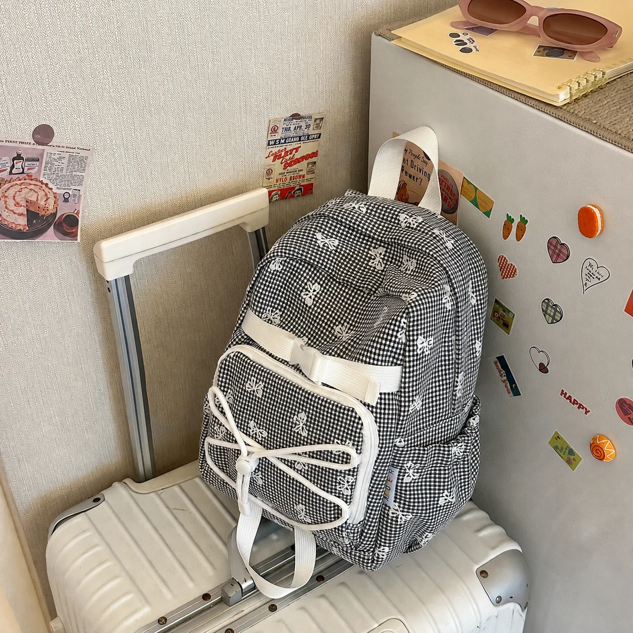 mochila-escolar-de-lona-de-nylon-mochila-coreana-decorada-com-laco-mochila-com-cordao-ajustavel-mochila-com-padrao-xadrez-para-uso-diario-curta