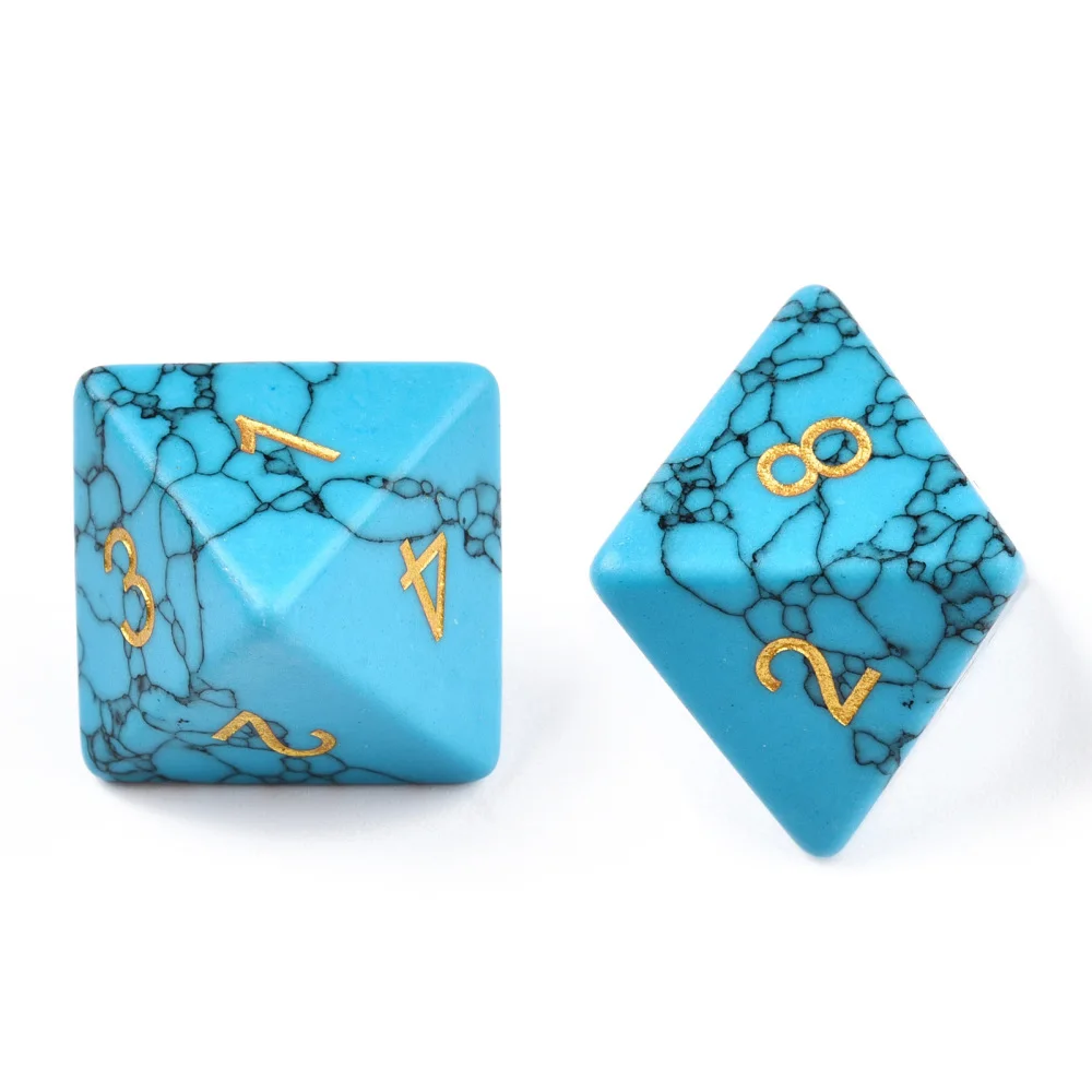 7pcs/Set Metal Enlaced Gemstone Polyhedral Number Dice Set D20RPG Game Crystal Stone Dice for Role Playing Table Game Party