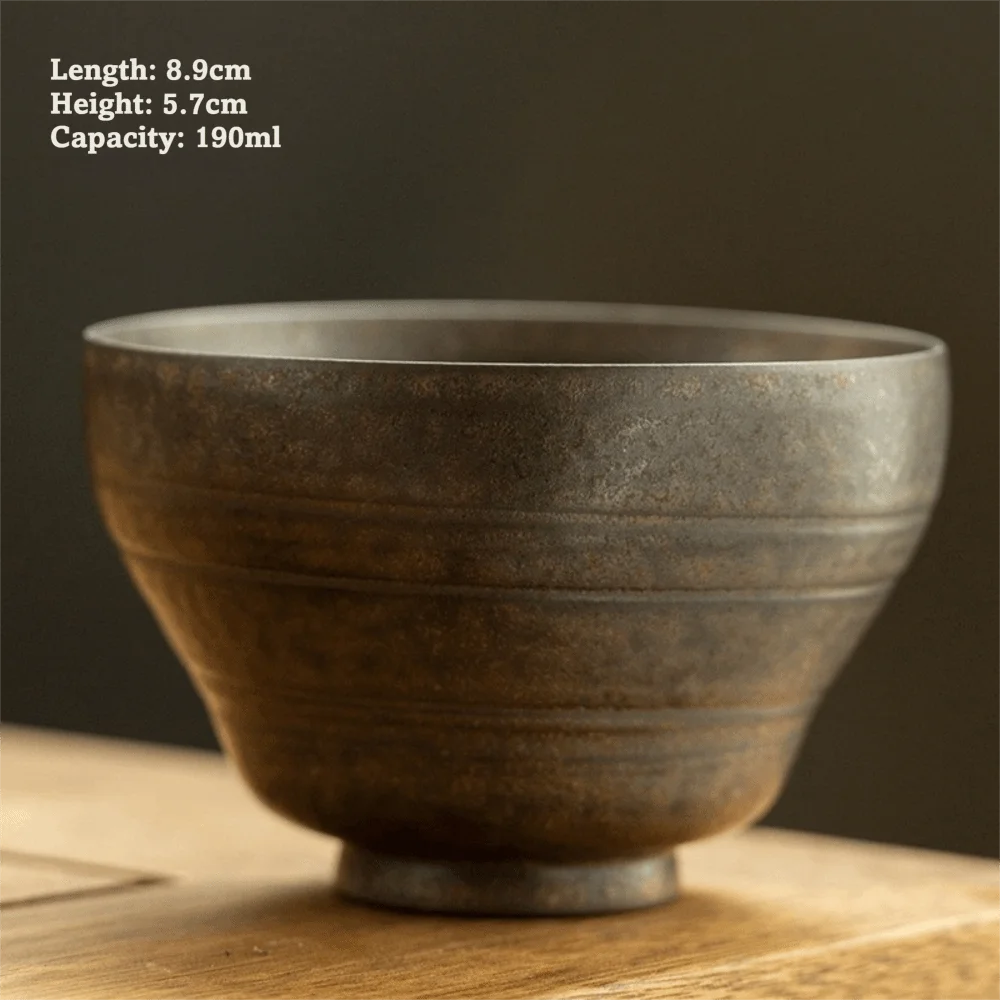 Handmade Portable Japanese Style Tea Cup Ancient Style Rough Pottery Handmade Tea Cup Iron Glaze Kung Fu Tea Cup for Tea Making